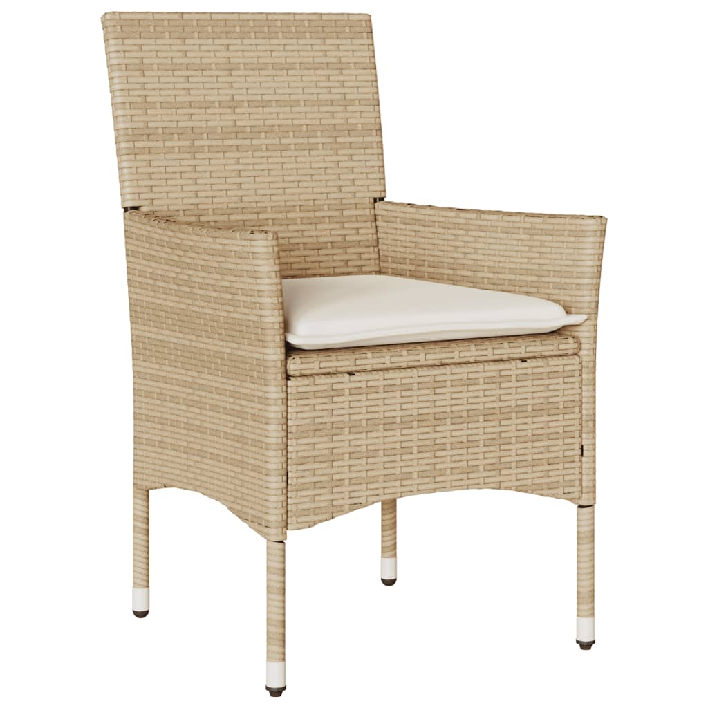 Gartenstühle mit Kissen 2 Stk. Beige Poly Rattan