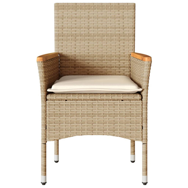 Gartenstühle mit Kissen 2 Stk. Beige Poly Rattan