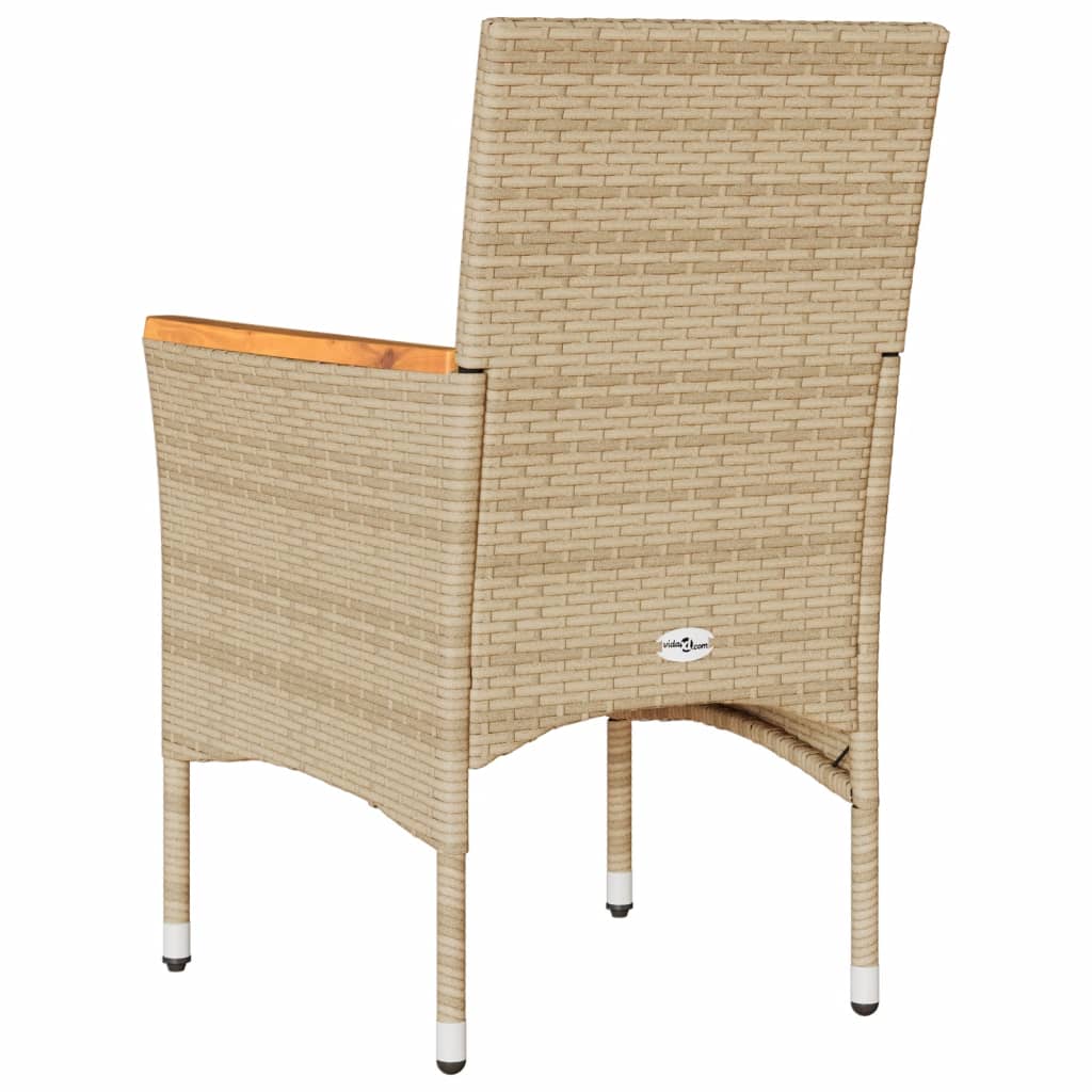 Gartenstühle mit Kissen 2 Stk. Beige Poly Rattan