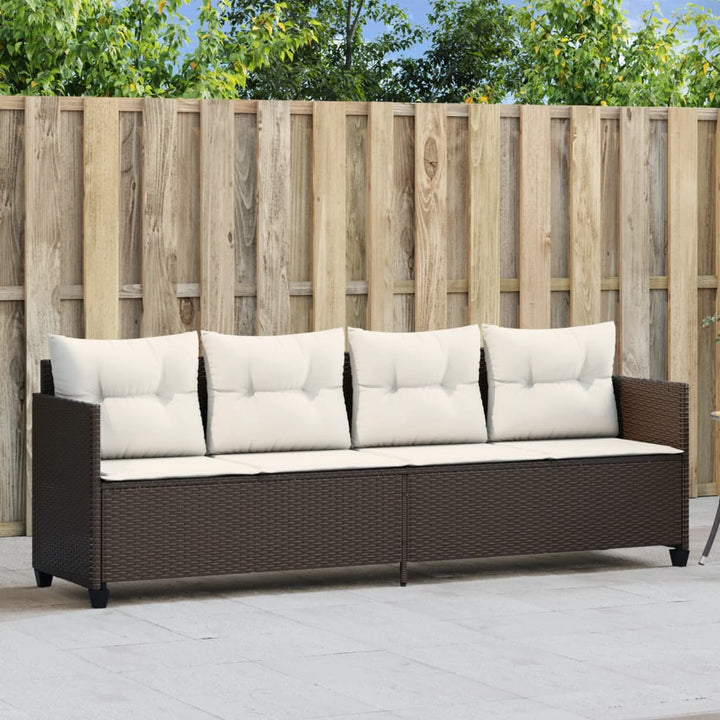 Sonnenliege mit Kissen Braun Poly Rattan