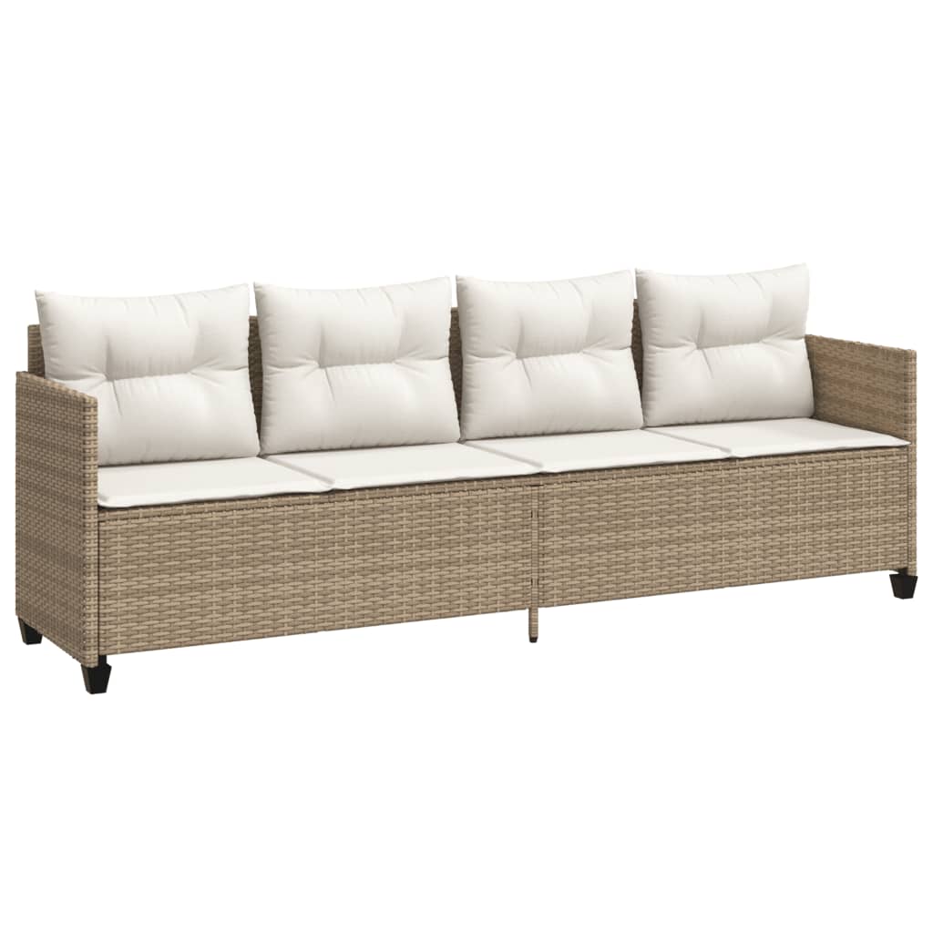 Sonnenliege mit Kissen Beige Poly Rattan