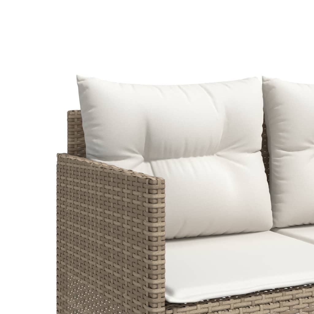 Sonnenliege mit Kissen Beige Poly Rattan