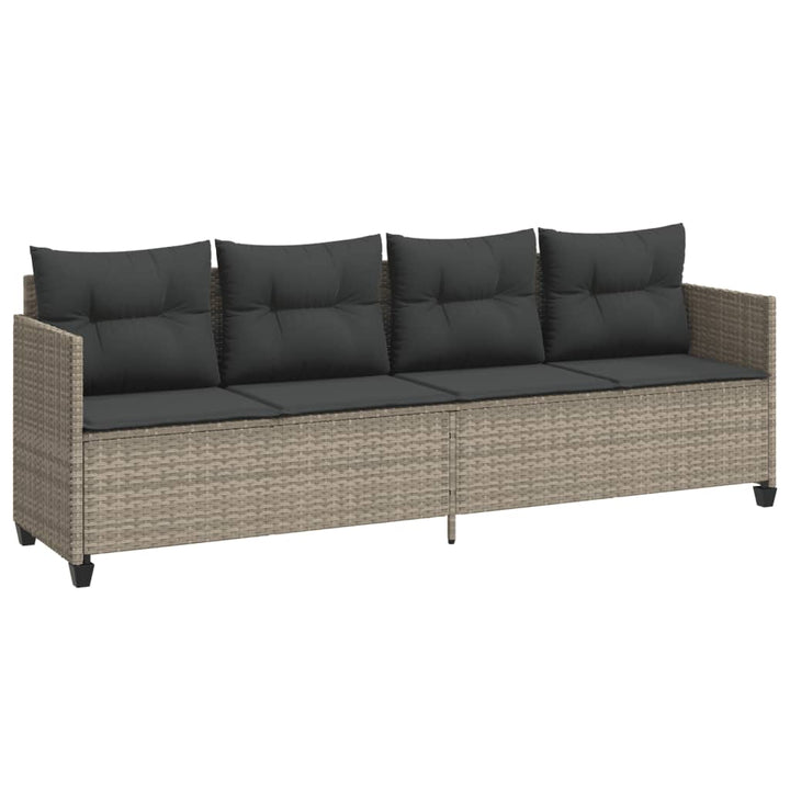 Sonnenliege mit Kissen Hellgrau Poly Rattan