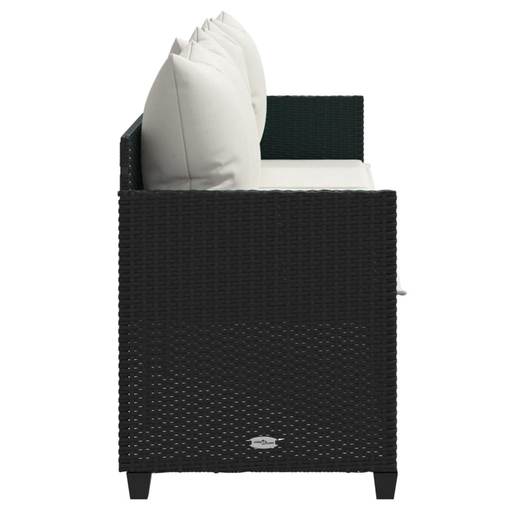 Sonnenliege mit Kissen Schwarz Poly Rattan