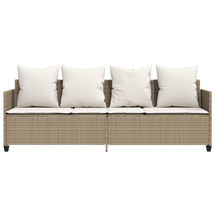 Sonnenliege mit Kissen Beige Poly Rattan