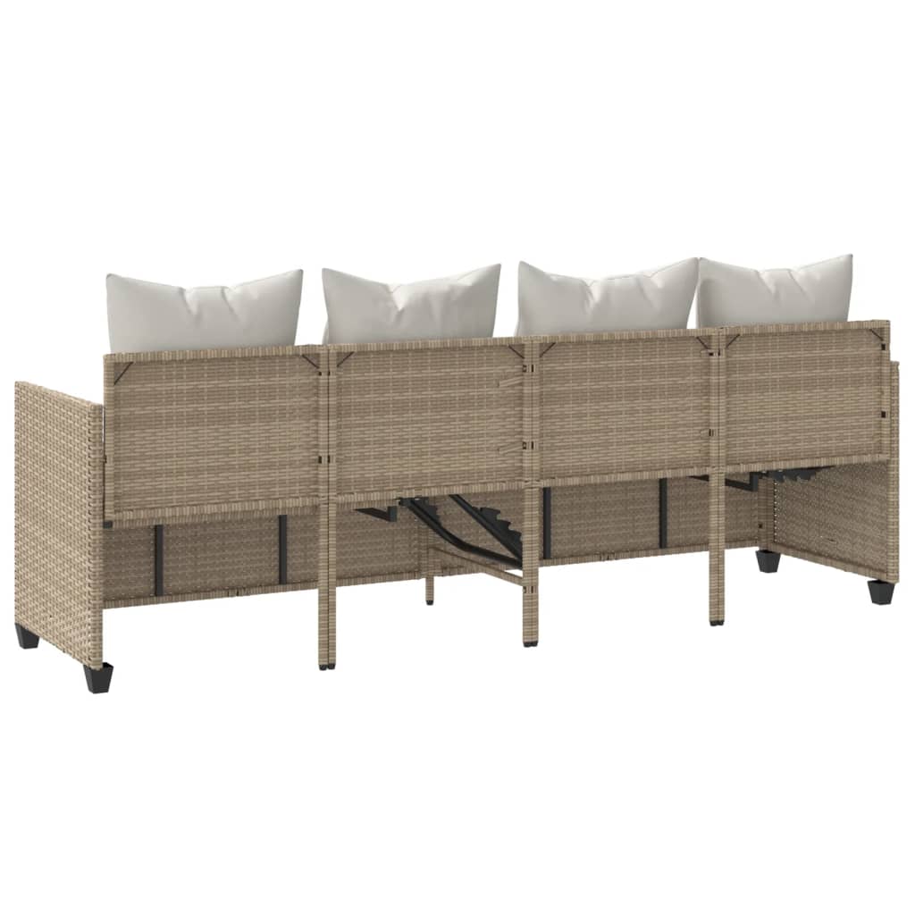 Sonnenliege mit Kissen Beige Poly Rattan