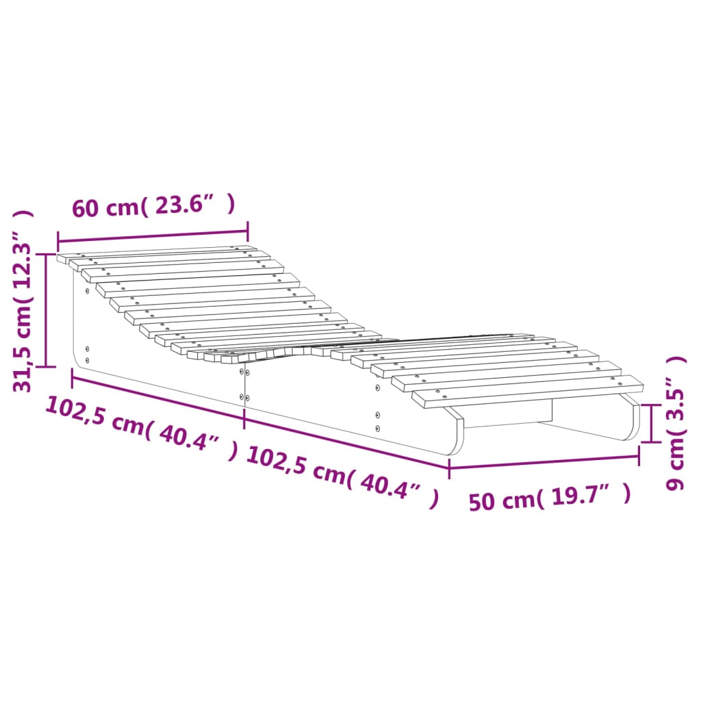 Sonnenliege 205x60x31,5 cm Massivholz Douglasie