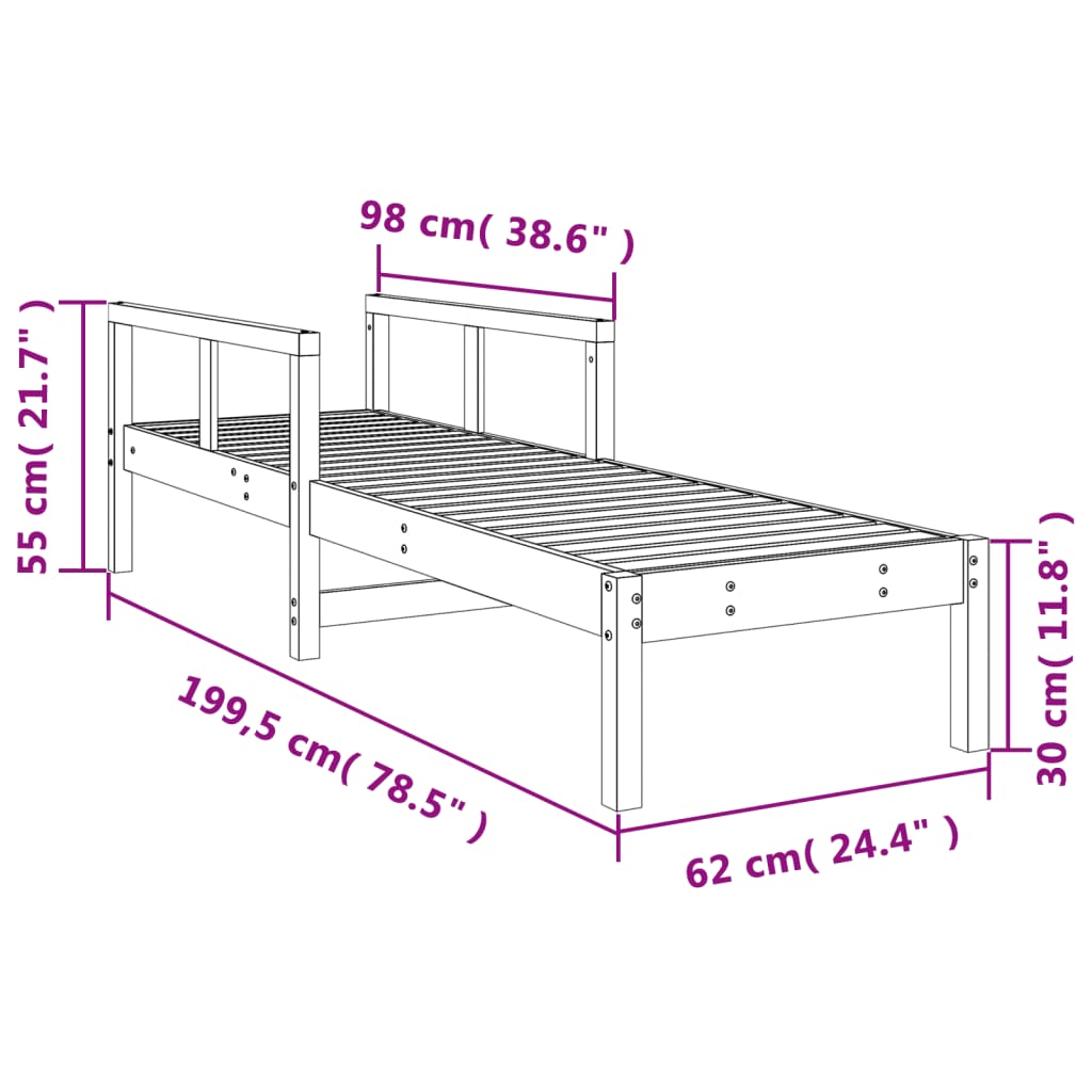 Tumbona cera marrón 199,5x62x55 cm madera maciza de pino