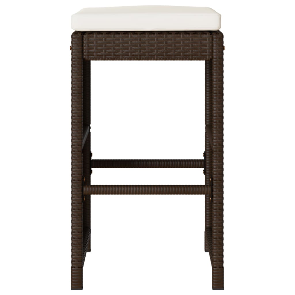 Garten-Barhocker mit Kissen 2 Stk. Braun Poly Rattan