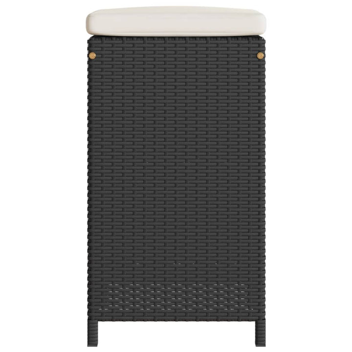 Garten-Barhocker mit Kissen 2 Stk. Schwarz Poly Rattan