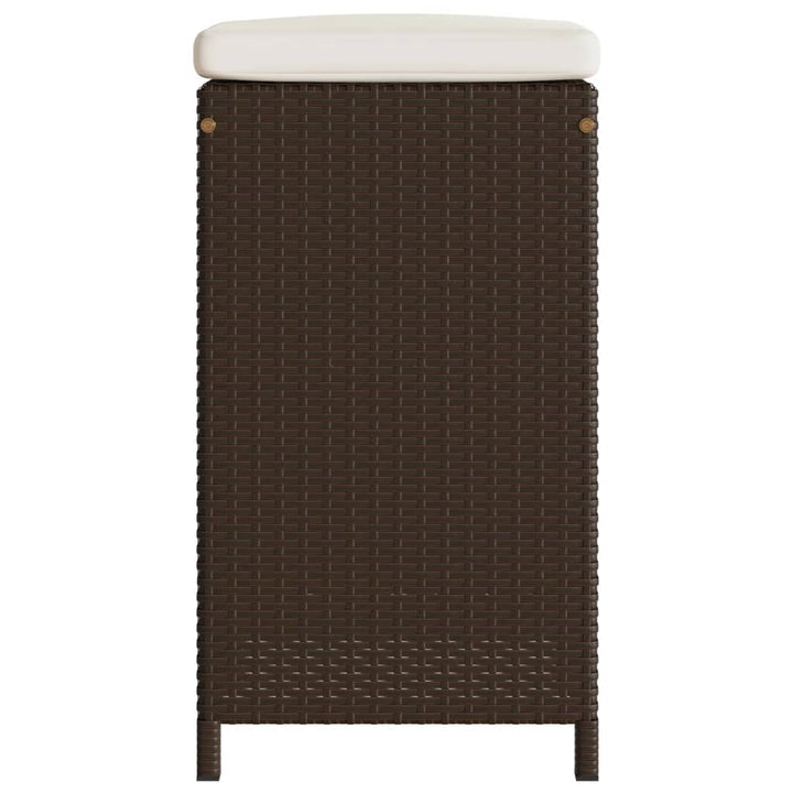 Garten-Barhocker mit Kissen 4 Stk. Braun Poly Rattan