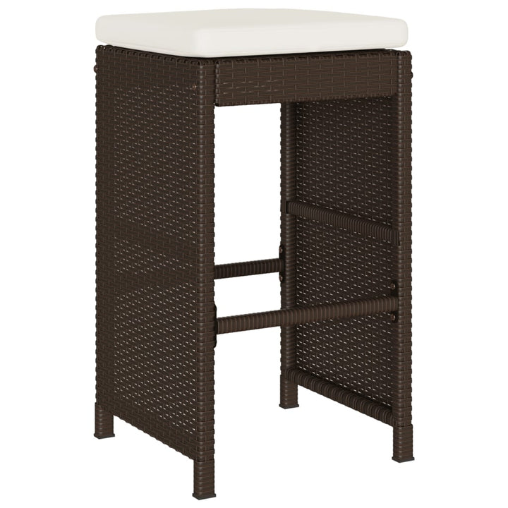 Garten-Barhocker mit Kissen 6 Stk. Braun Poly Rattan