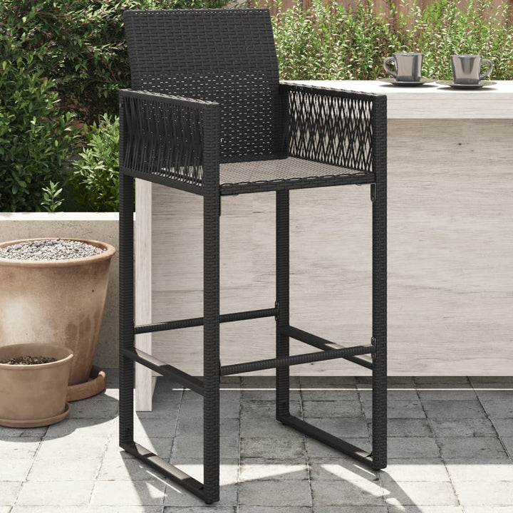 Garten-Barhocker 2 Stk. Schwarz Poly Rattan