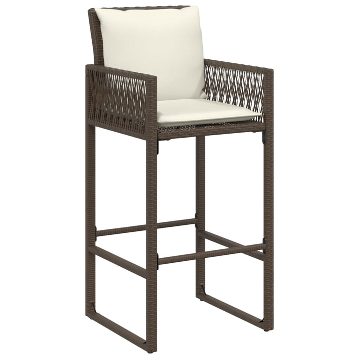 Garten-Barhocker mit Kissen 2 Stk. Braun Poly Rattan