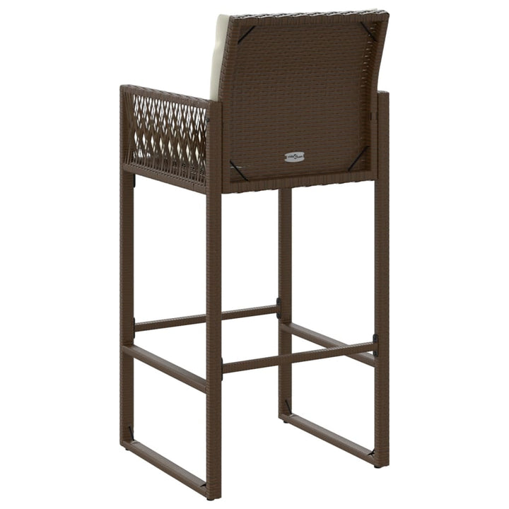 Garten-Barhocker mit Kissen 2 Stk. Braun Poly Rattan