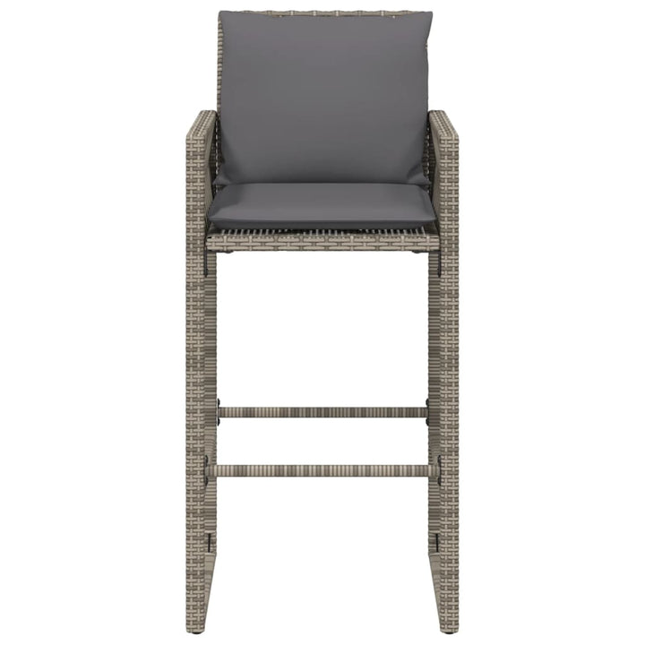 Garten-Barhocker mit Kissen 2 Stk. Grau Poly Rattan