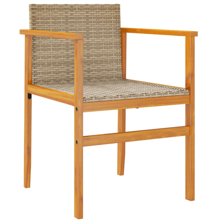 Gartenstühle 2 Stk. Beige Poly Rattan und Massivholz