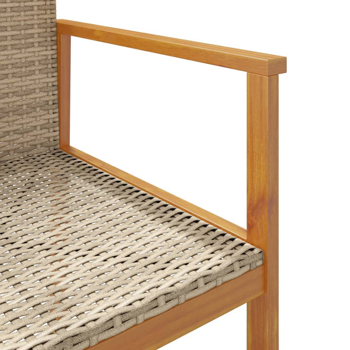 Gartenstühle 2 Stk. Beige Poly Rattan und Massivholz