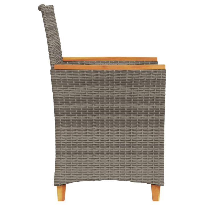 Gartenstühle mit Kissen 2 Stk. Grau Poly Rattan Massivholz