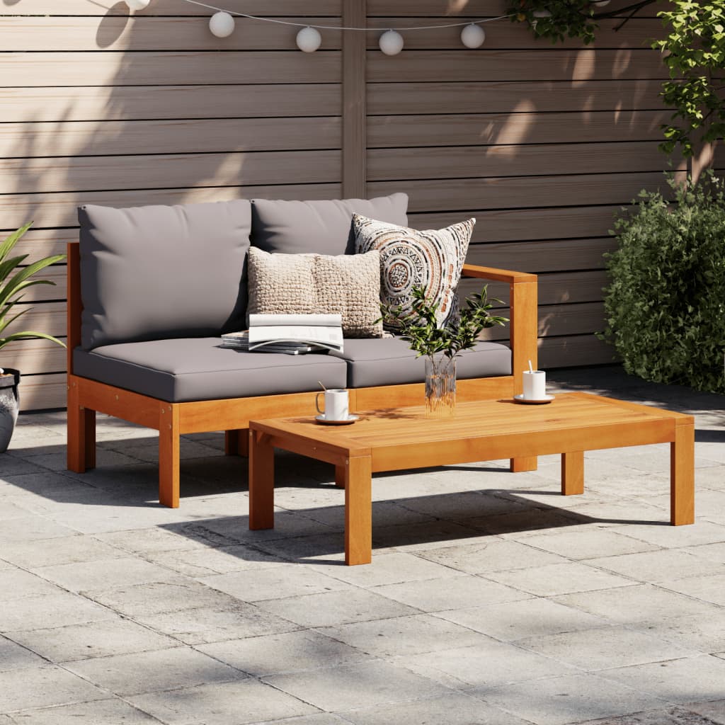 Gartensofa mit 1 Armlehne 2-Sitzer Massivholz Akazie