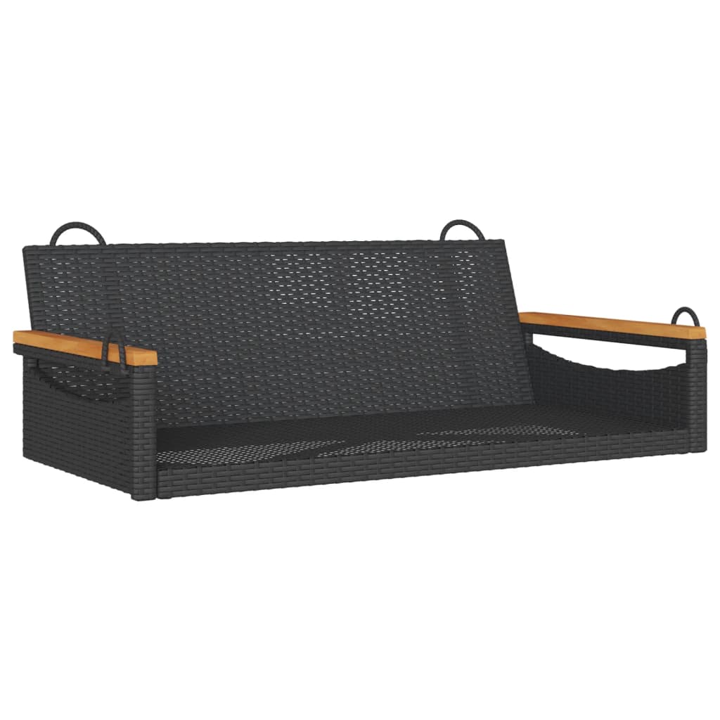 Hängebank Schwarz 109x62x40 cm Poly Rattan