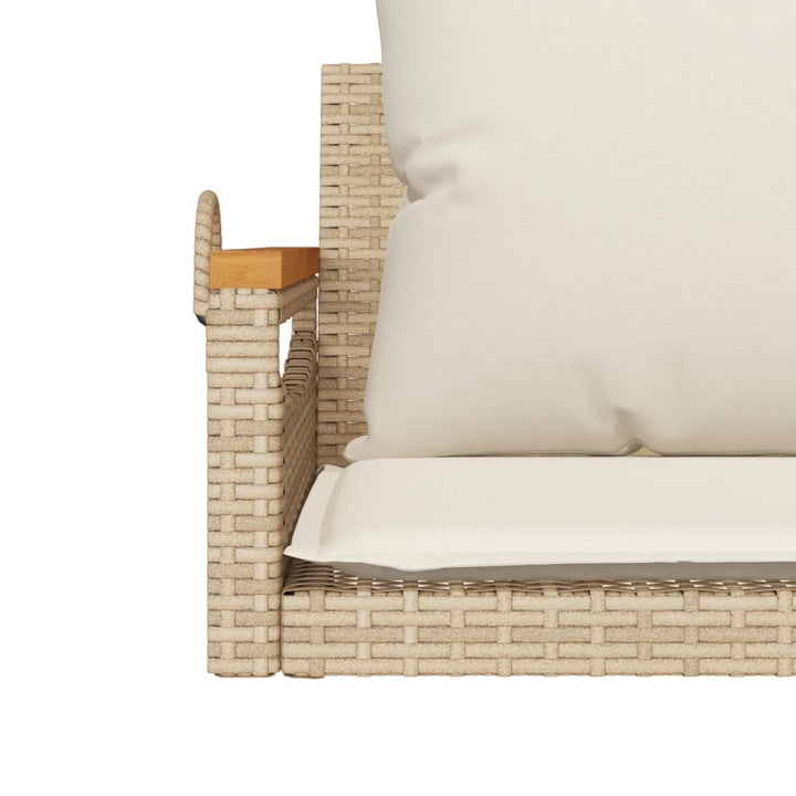 Silla colgante con cojín beige 63x62x40 cm polirratán