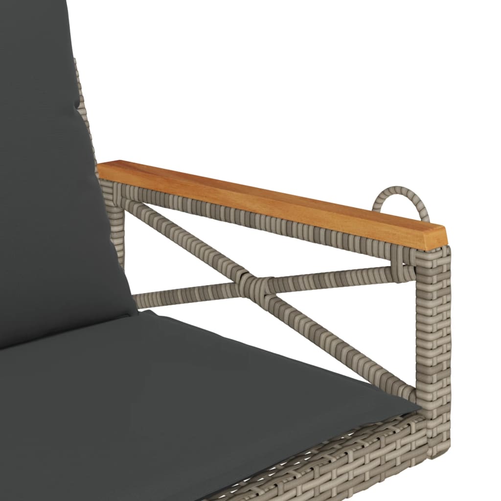 Hängesessel mit Kissen Grau 63x62x40 cm Poly Rattan