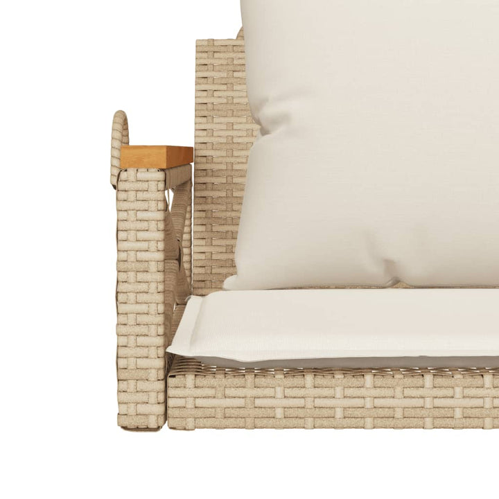 Silla colgante con cojín beige 63x62x40 cm polirratán