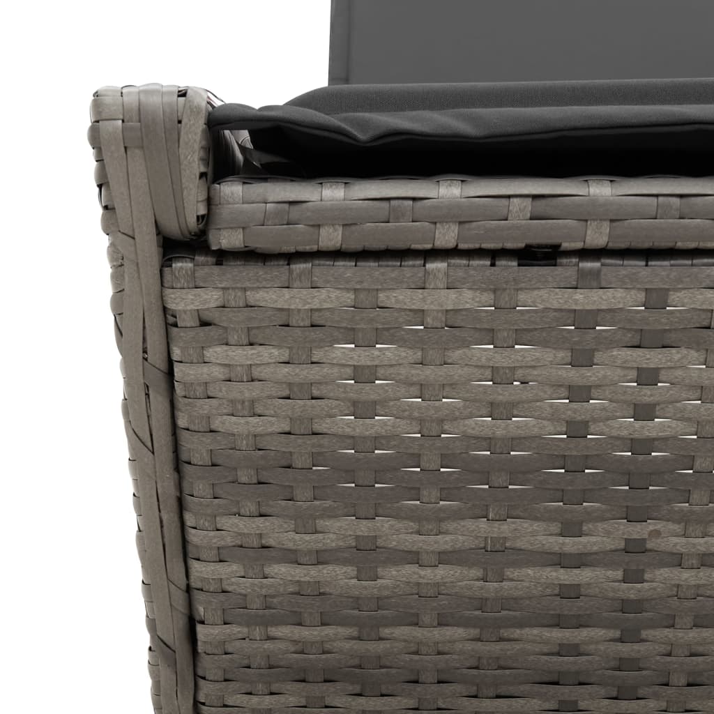 Doppel-Sonnenliege mit Kissen Grau Poly Rattan