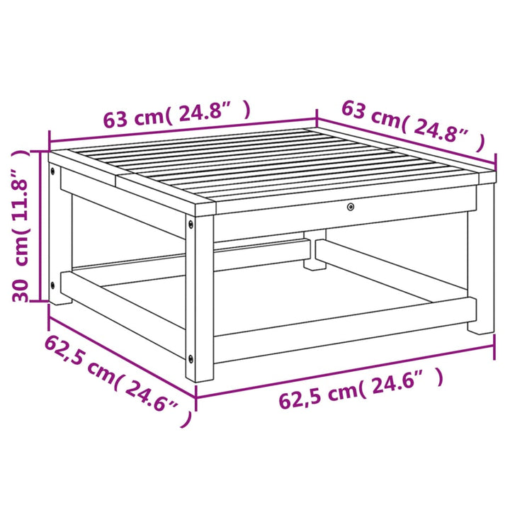 Mesa de jardín 63x63x30 cm madera maciza de acacia