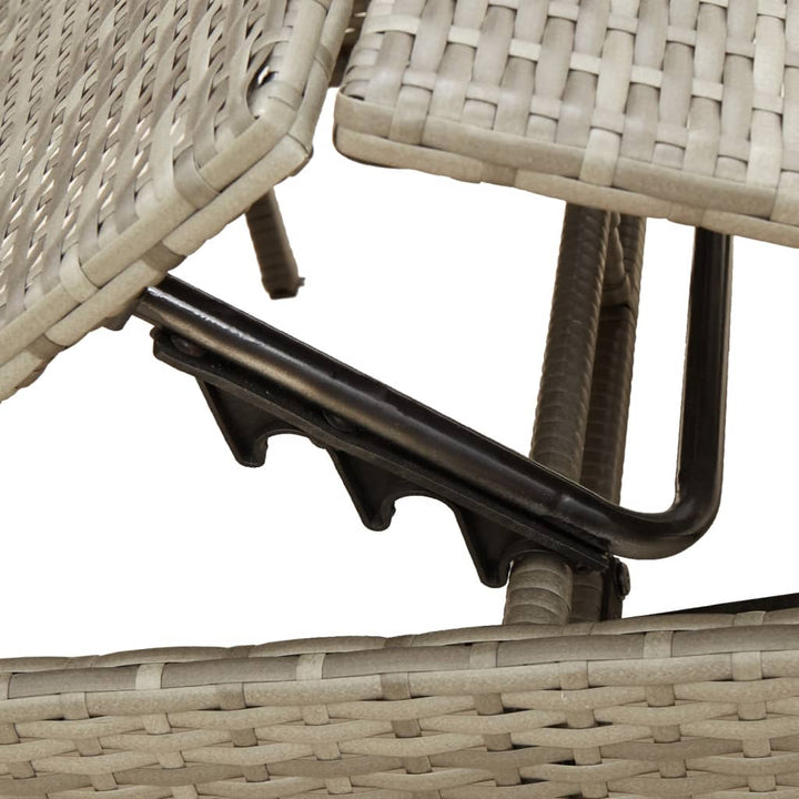 Sonnenliege mit Auflage Grau Poly Rattan