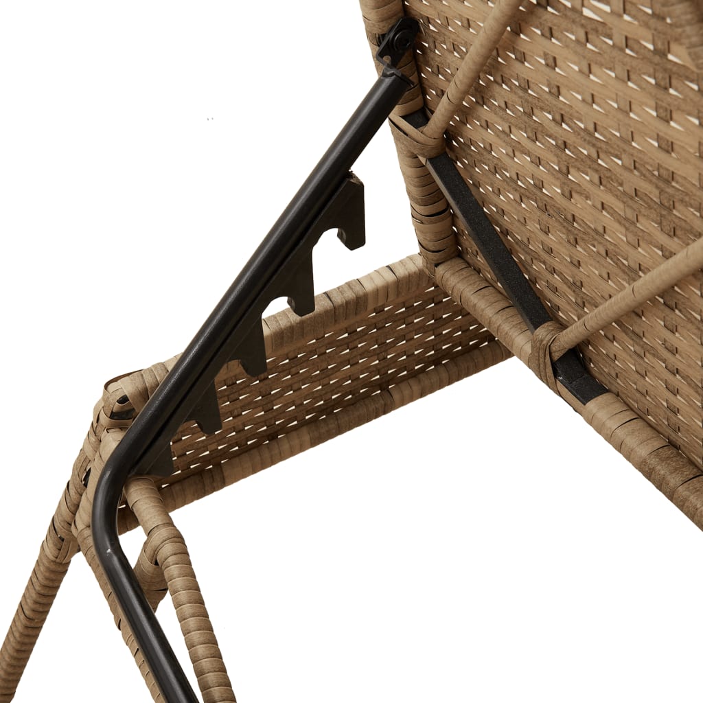 Sonnenliegen 2 Stk. mit Tisch Beige Poly Rattan