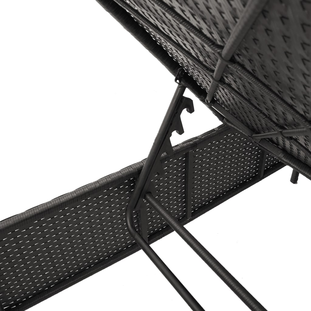 Sonnenliege mit Auflage Schwarz Poly-Rattan