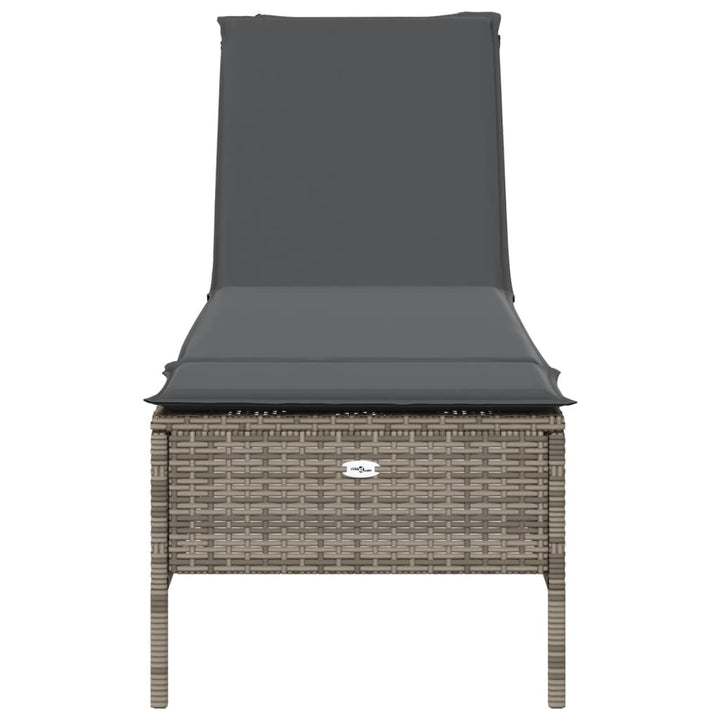 Sonnenliege mit Auflage Grau Poly Rattan