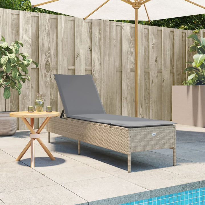 Sonnenliege mit Auflage Beige Poly Rattan