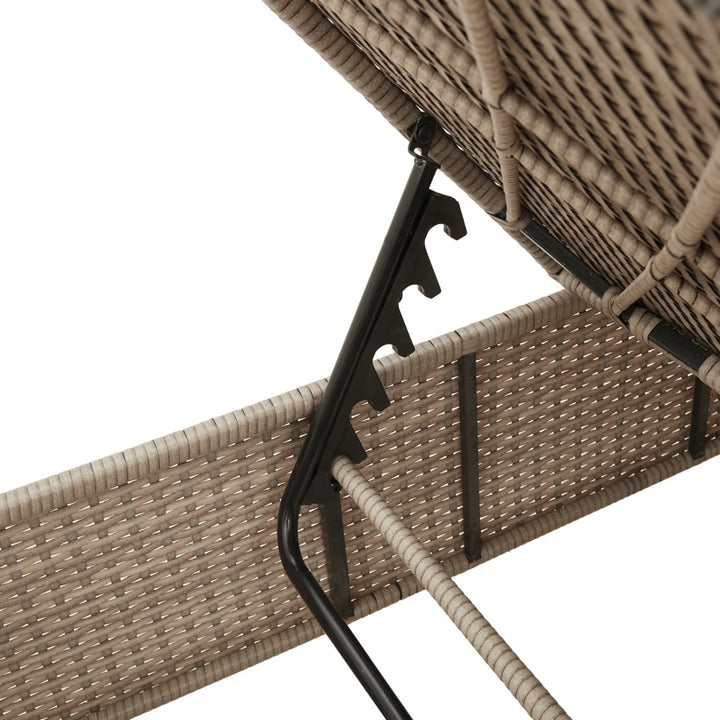 Sonnenliege mit Tisch und Auflage Beige Poly Rattan