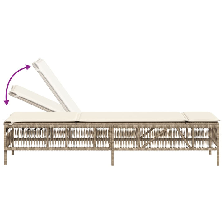 Sonnenliege mit Auflage Beige Poly Rattan