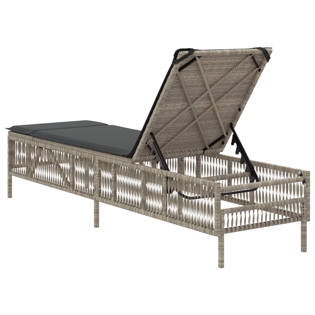 Sonnenliege mit Auflage Hellgrau Poly Rattan