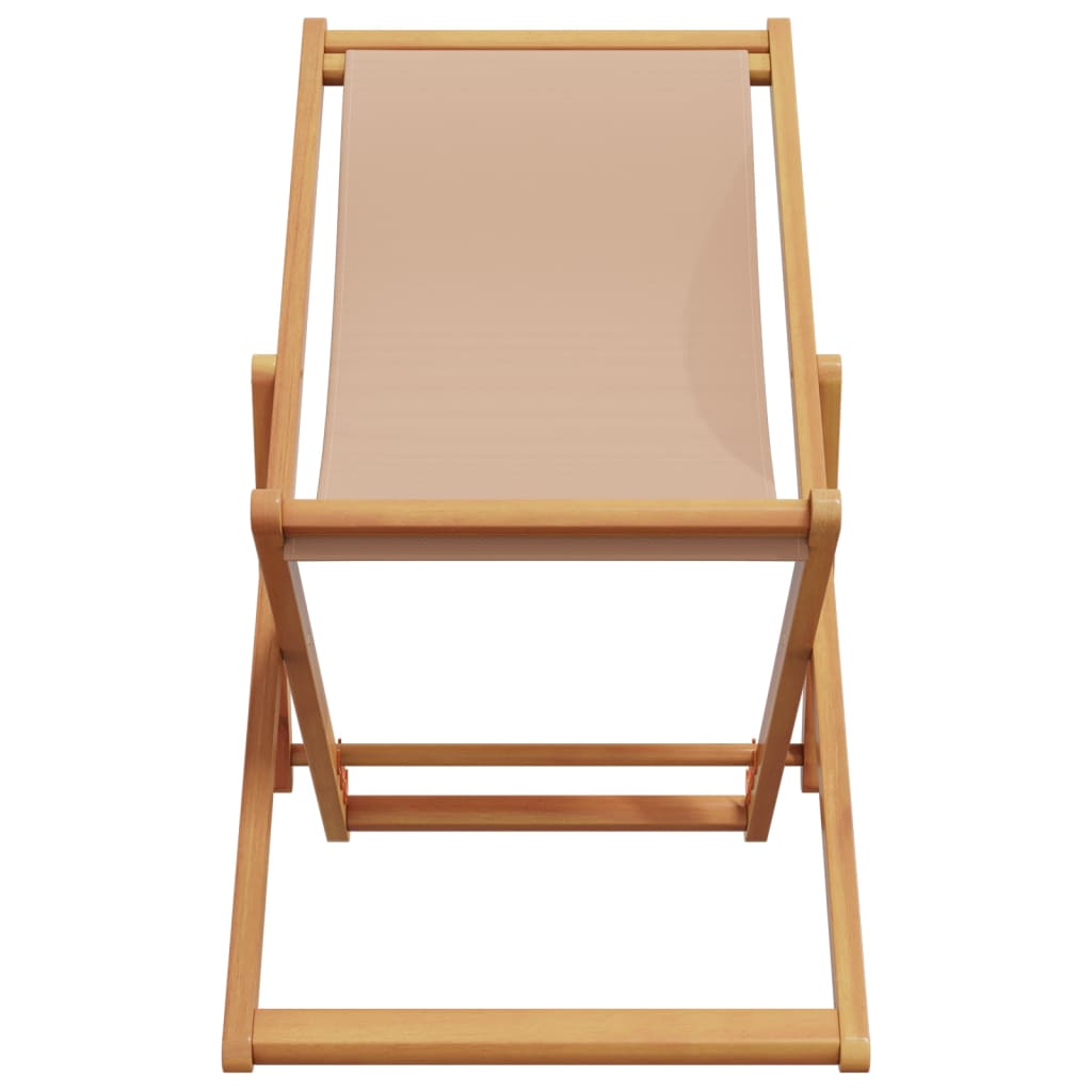 Silla de playa plegable color topo madera maciza de eucalipto y tela