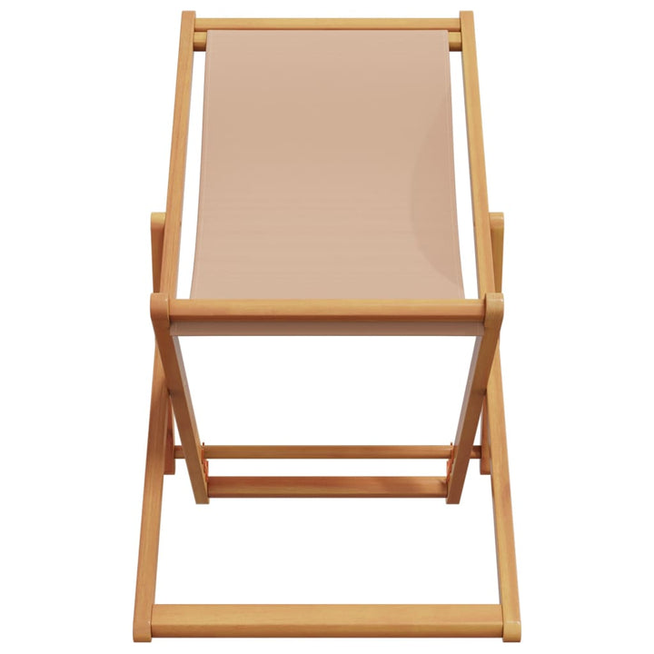 Silla de playa plegable color topo madera maciza de eucalipto y tela