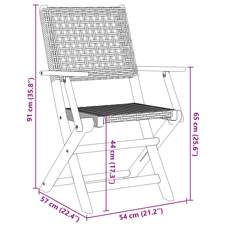 Gartenstühle 2 Stk. Grau Massivholz Akazie und Poly Rattan