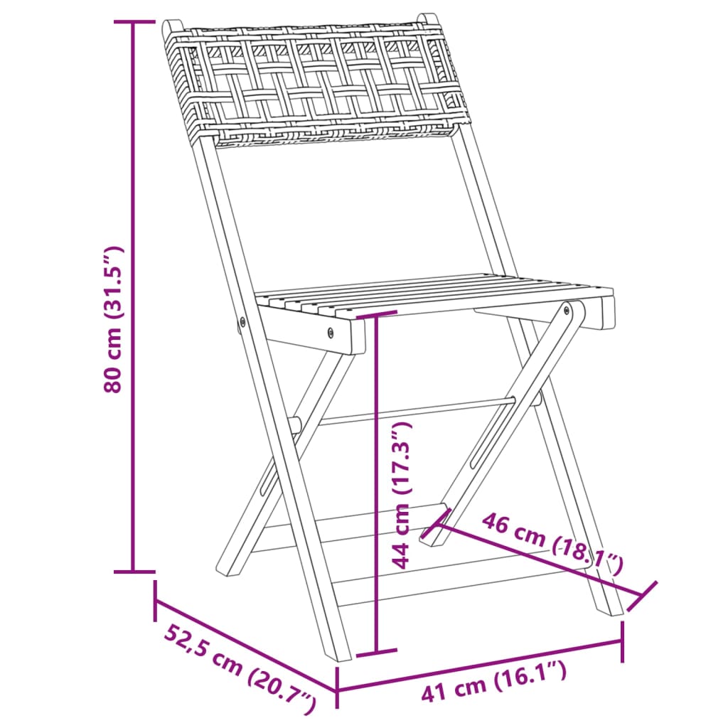 Bistrostühle 2 Stk. Beige Massivholz Akazie und Poly-Rattan