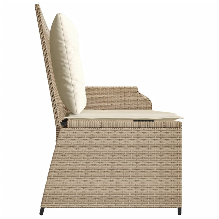 Gartenbank Verstellbar mit Kissen Beige Poly Rattan