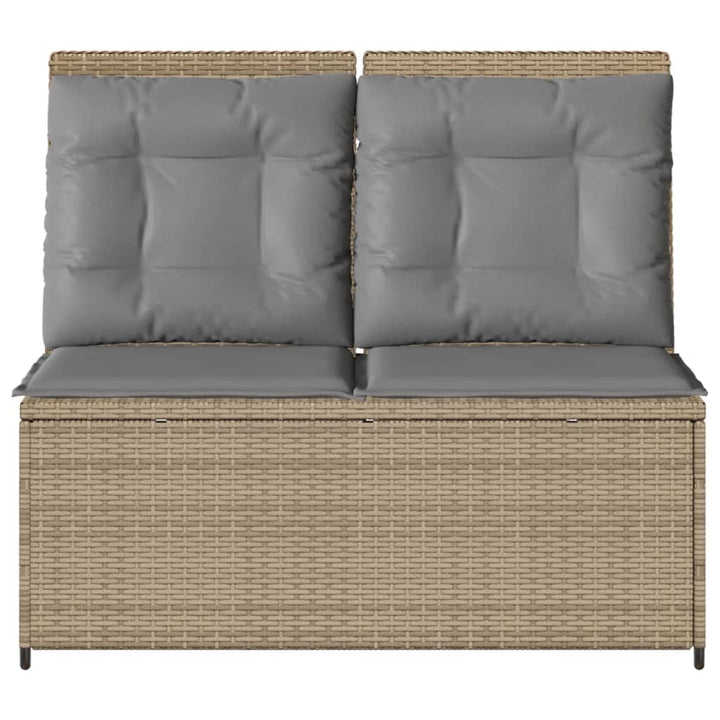 Gartenbank Verstellbar mit Kissen Beige Poly Rattan