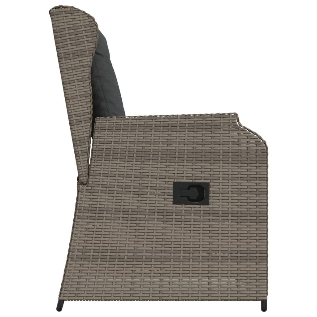 Gartensessel mit Kissen 2 Stk. Verstellbar Grau Poly Rattan