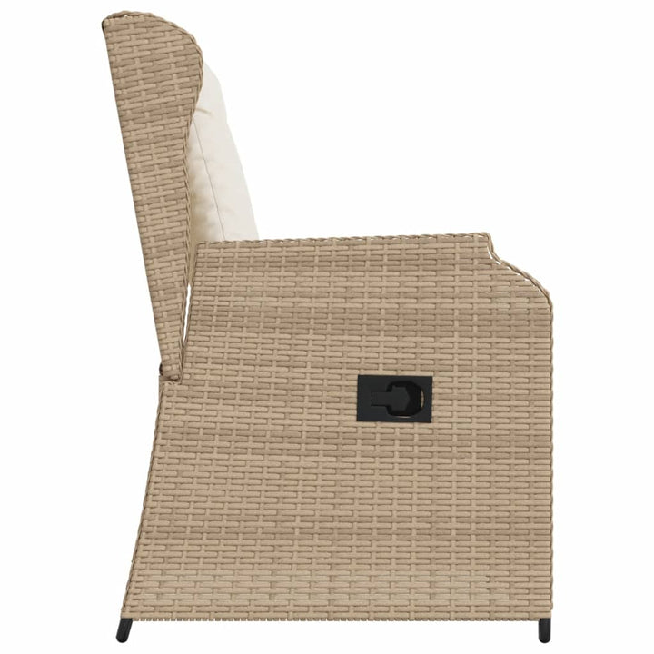 Gartensessel mit Kissen 2 Stk. Verstellbar Beige Poly Rattan