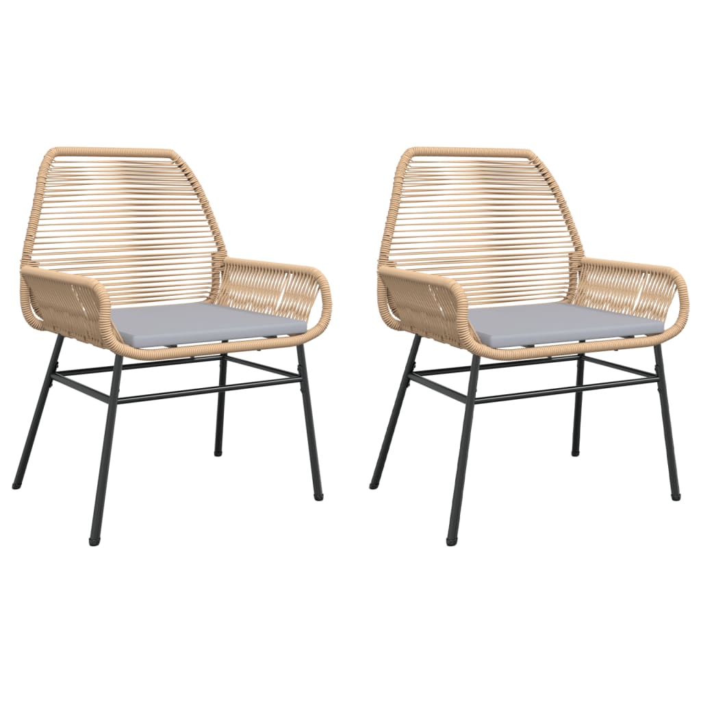 Gartenstühle 2 Stk. mit Kissen Braun Poly Rattan