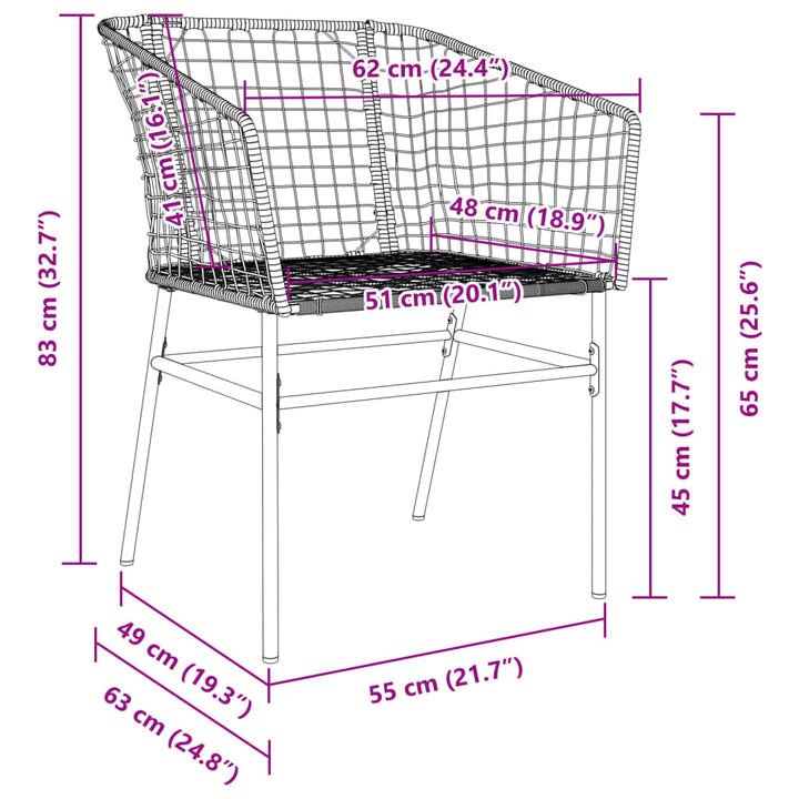 Gartenstühle 2 Stk. Schwarz Poly Rattan