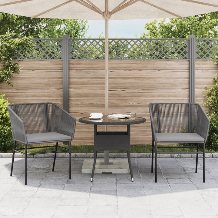 Gartenstühle 2 Stk. mit Kissen Grau Poly Rattan