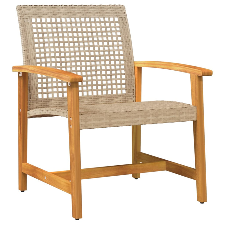 Gartenstühle 2 Stk. Beige Poly Rattan und Akazienholz